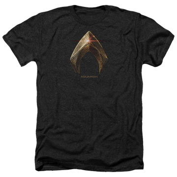 Charcoal men's heather t-shirt with Justice League Aquaman Logo graphic