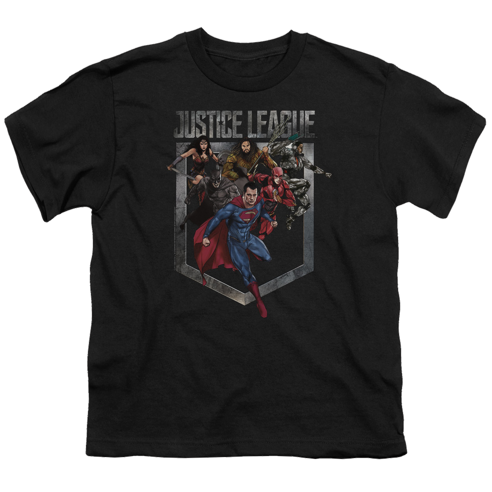 Justice League Movie Charge - Youth T-Shirt Youth T-Shirt (Ages 8-12) Justice League