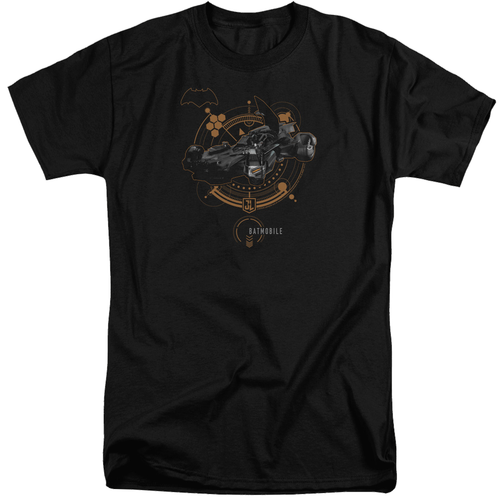 Justice League Batmobile Men's Tall Fit T-Shirt Men's Tall Fit T-Shirt Justice League