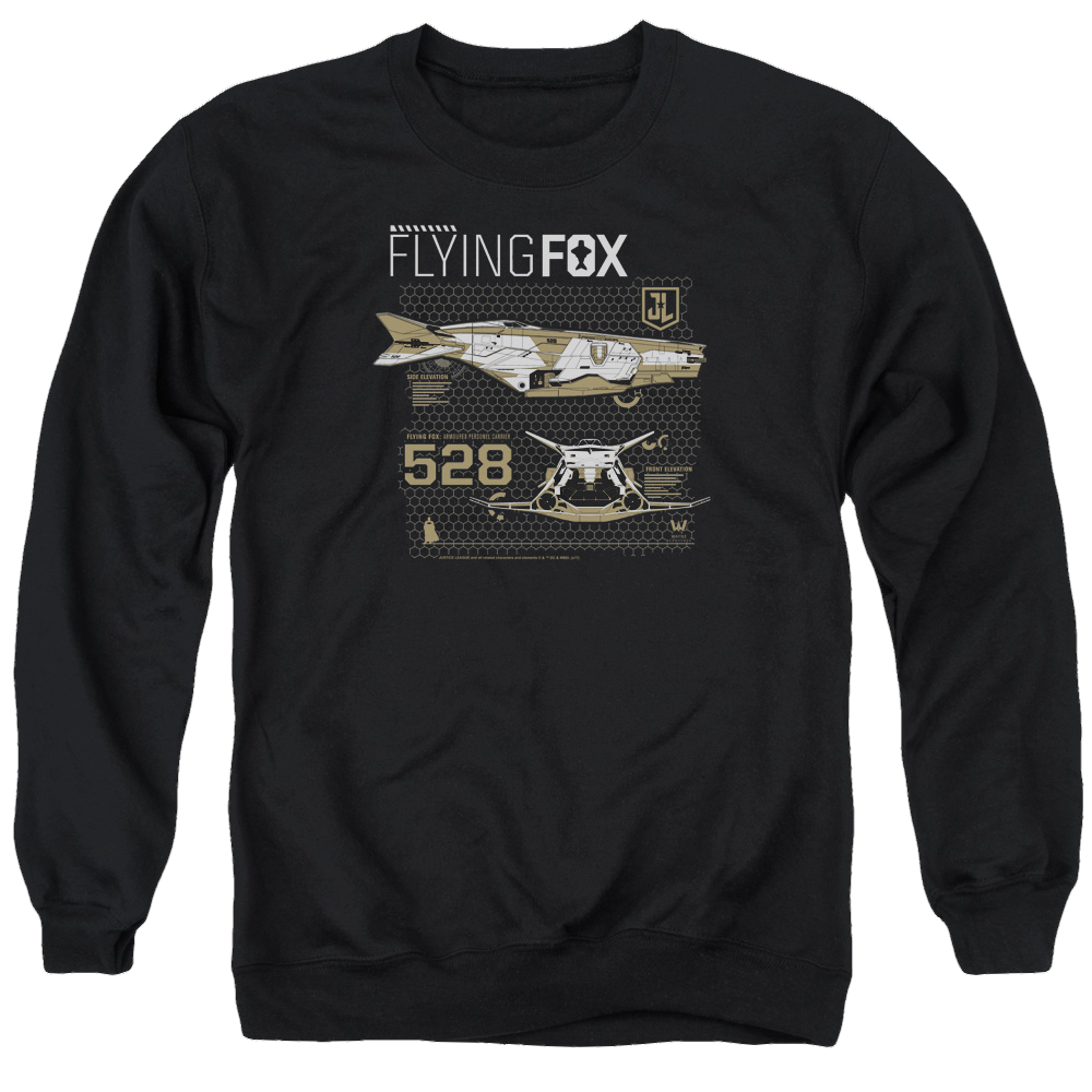 Justice League Flying Fox Men's Crewneck Sweatshirt Men's Crewneck Sweatshirt Justice League