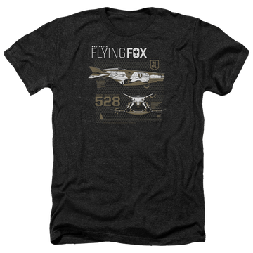 Charcoal men's heather t-shirt with Justice League Flying Fox graphic