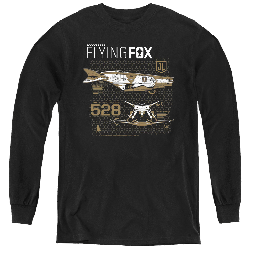 Justice League Movie Flying Fox - Youth Long Sleeve T-Shirt Youth Long Sleeve T-Shirt Justice League
