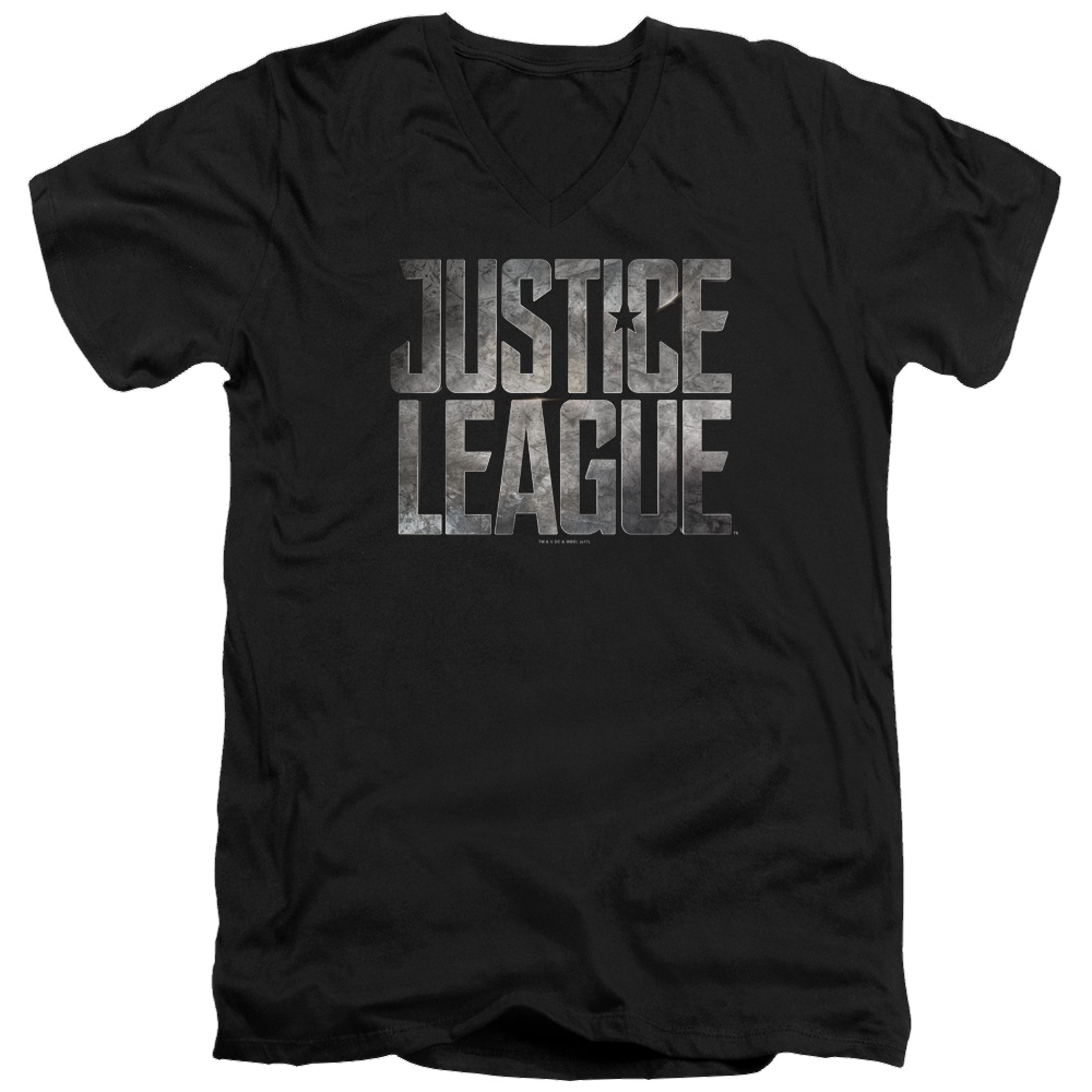 Justice League Metal Logo Men's V-Neck T-Shirt Men's V-Neck T-Shirt Justice League