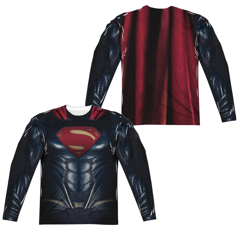 Justice League Superman Uniform Men's All-Over Print Long Sleeve T-Shirt Men's All-Over Print Long Sleeve Justice League