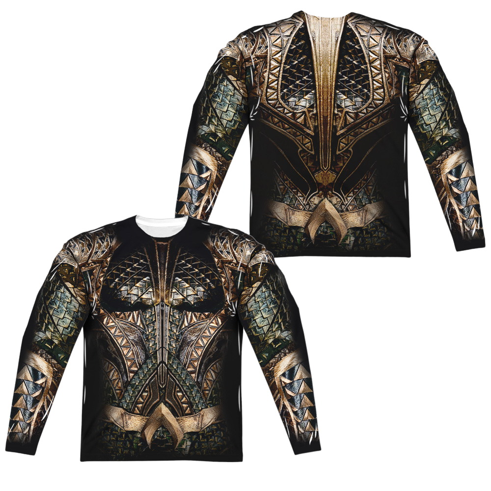Justice League Aquaman Uniform Men's All-Over Print Long Sleeve T-Shirt Men's All-Over Print Long Sleeve Justice League