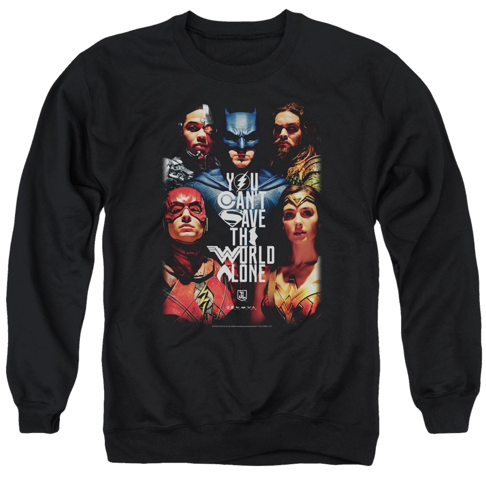Justice League Save The World Poster Men's Crewneck Sweatshirt Men's Crewneck Sweatshirt Justice League