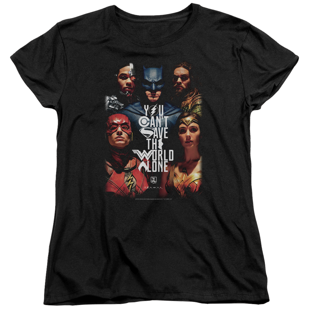 Justice League Save The World Poster Women's T-Shirt Women's T-Shirt Justice League