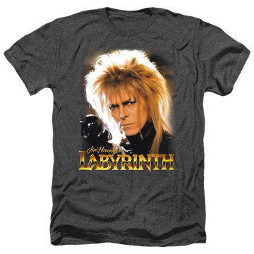 Charcoal men's heather t-shirt with Labyrinth Jareth graphic