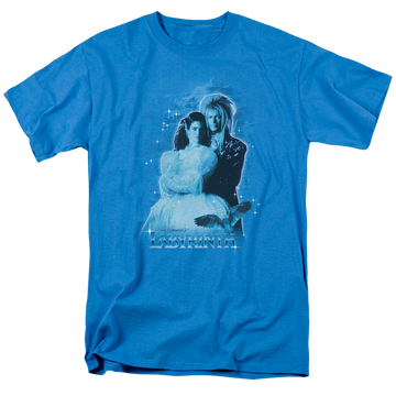 Turquoise men's regular fit t-shirt with Labyrinth Peach Dreams graphic