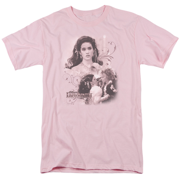 Pink men's regular fit t-shirt with Labyrinth Sarah graphic