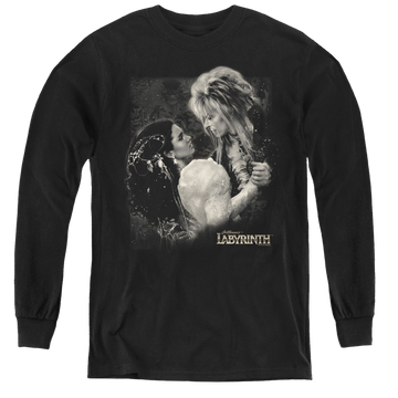Black youth long sleeve t-shirt with Labyrinth Dream Dance graphic
