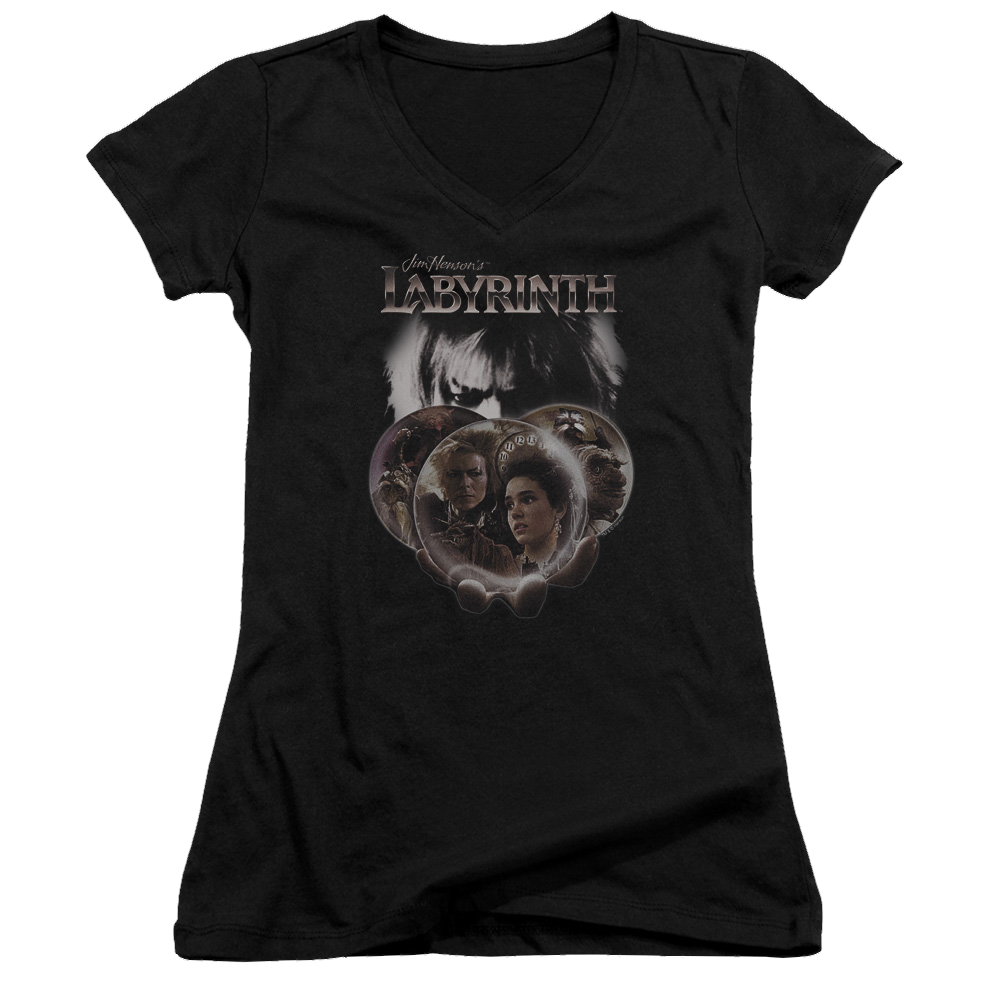 Labyrinth Globes Juniors V-Neck T-Shirt Juniors V-Neck T-Shirt Labyrinth
