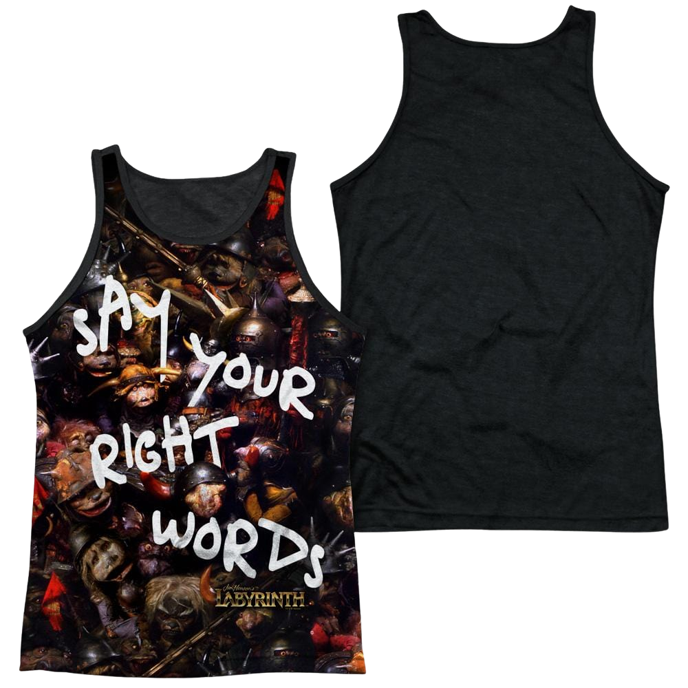 Labyrinth Right Words Men's Black Back Tank Men's Black Back Tank Labyrinth