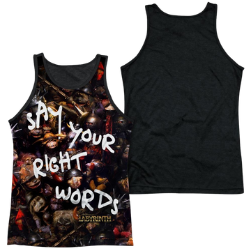Labyrinth Right Words Men's Black Back Tank Men's Black Back Tank Labyrinth