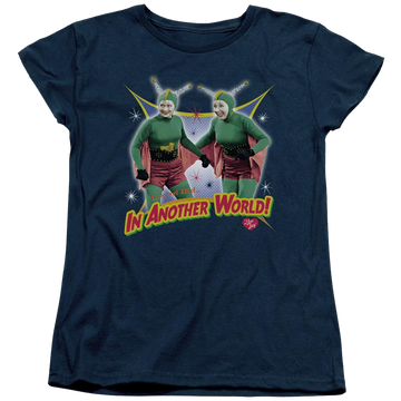 Navy women's t-shirt with I Love Lucy In Another World graphic
