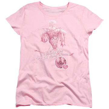 Pink women's t-shirt with I Love Lucy Nobody Else graphic