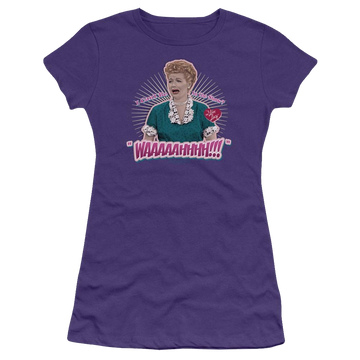 Purple juniors t-shirt with I Love Lucy Waaaaahhhh!!! graphic