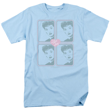 Light blue men's regular fit t-shirt with I Love Lucy Lucy Squared graphic