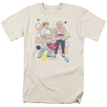 Cream men's regular fit t-shirt with I Love Lucy Its Friendship graphic
