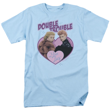 Light blue men's regular fit t-shirt with I Love Lucy Double Trouble graphic