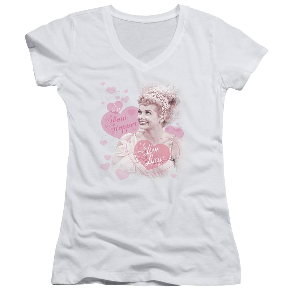 I Love Lucy Show Stopper Juniors V-Neck T-Shirt Juniors V-Neck T-Shirt I Love Lucy