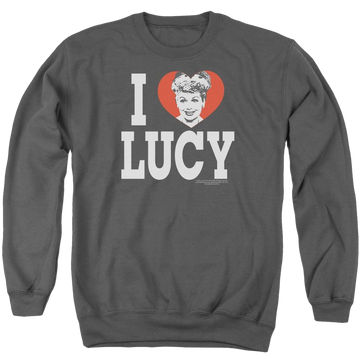 Charcoal men's crewneck sweatshirt with I Love Lucy graphic