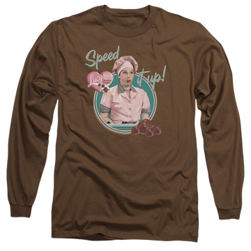 Coffee men's long sleeve t-shirt with I Love Lucy Speed It Up graphic