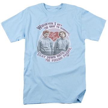 Light blue men's regular fit t-shirt with I Love Lucy Lucys Workout graphic