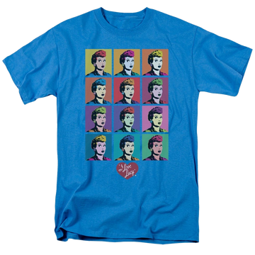 Turquoise men's regular fit t-shirt with I Love Lucy Worhol graphic