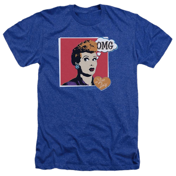 Royal men's heather t-shirt with I Love Lucy I Love Worhol Omg graphic