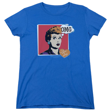 Royal women's t-shirt with I Love Lucy I Love Worhol Omg graphic