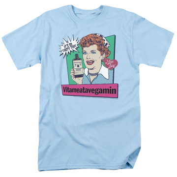 Light blue men's regular fit t-shirt with I Love Lucy Vita Comic graphic