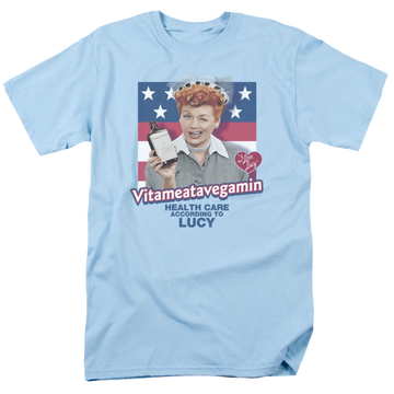 Light blue men's regular fit t-shirt with I Love Lucy Health Care graphic