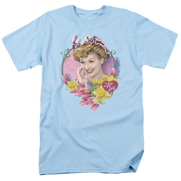 Light blue men's regular fit t-shirt with I Love Lucy Springtime graphic