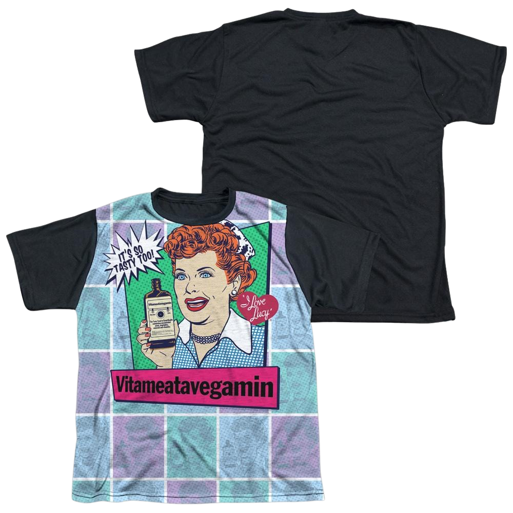 I Love Lucy All Over Vita Comic Youth Black Back T-Shirt (Ages 8-12) Youth Black Back T-Shirt (Ages 8-12) I Love Lucy