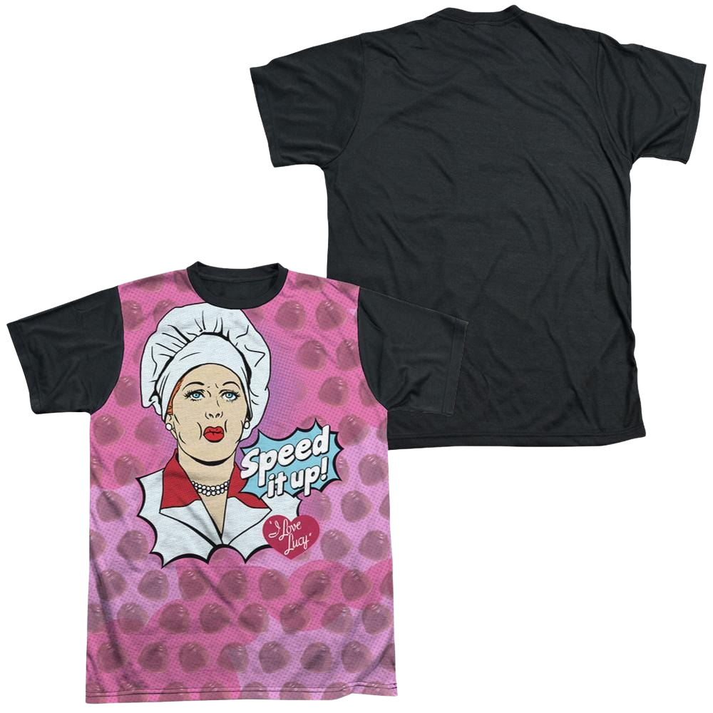 I Love Lucy All Over Speed It Up Men's Black Back T-Shirt Men's Black Back T-Shirt I Love Lucy
