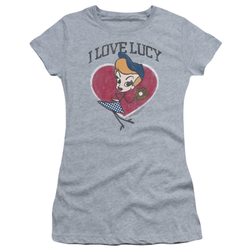 Athletic heather juniors t-shirt with I Love Lucy Baseball Diva graphic