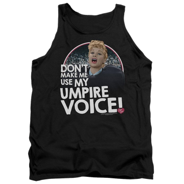 Black men's tank with I Love Lucy Umpire graphic