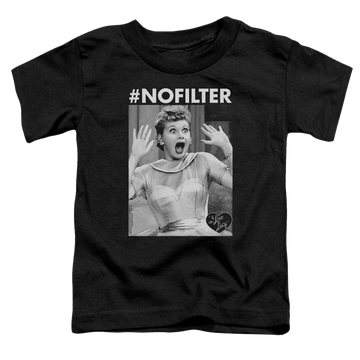 Black toddler t-shirt with I Love Lucy No Filter graphic