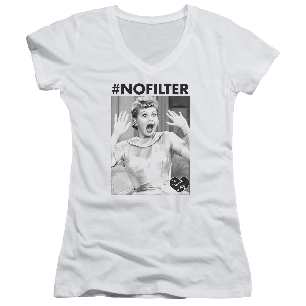 I Love Lucy No Filter Juniors V-Neck T-Shirt Juniors V-Neck T-Shirt I Love Lucy