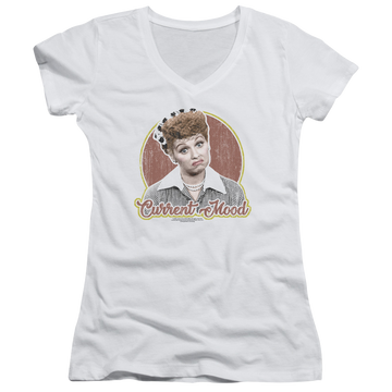 I Love Lucy Current Mood Juniors V-Neck T-Shirt Juniors V-Neck T-Shirt I Love Lucy