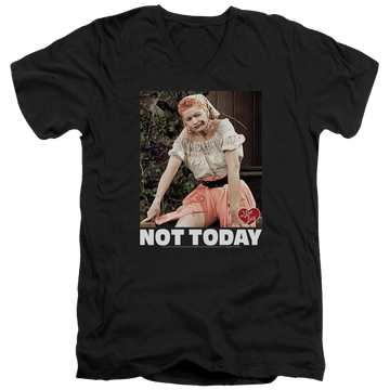 Black men's v-neck t-shirt with I Love Lucy Not Today graphic