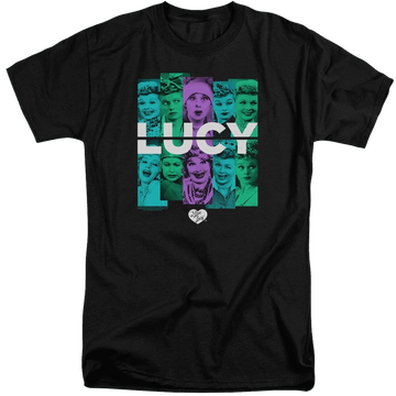 Black men's tall fit t-shirt with I Love Lucy Shades Of Lucy graphic