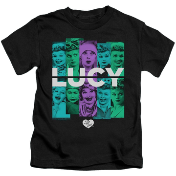 Black kid's t-shirt for ages 4 to 7 with I Love Lucy Shades Of Lucy graphic