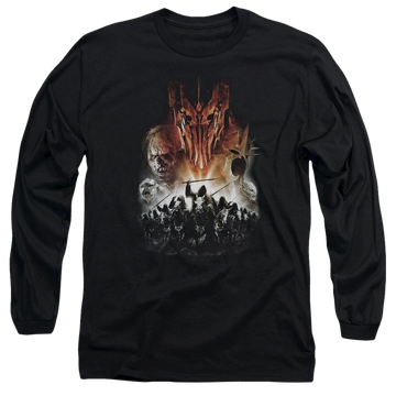 Black men's long sleeve t-shirt with Lord of the Rings Evil Rising graphic