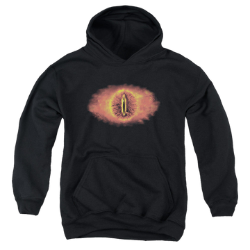 Black youth hoodie for ages 8 to 12 with Lord of the Rings Eye Of Sauron graphic