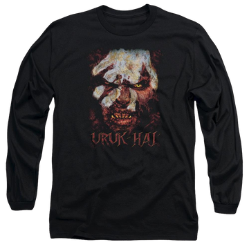 Black men's long sleeve t-shirt with Lord of the Rings Uruk Hai graphic