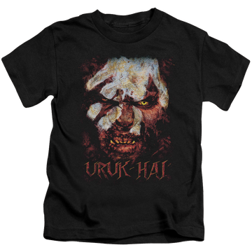 Black kid's t-shirt for ages 4 to 7 with Lord of the Rings Uruk Hai graphic