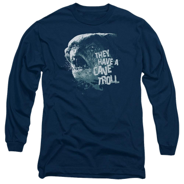 Navy men's long sleeve t-shirt with Lord of the Rings Cave Troll graphic