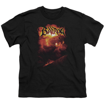 Black youth t-shirt for ages 8 to 12 with Lord of the Rings Balrog graphic